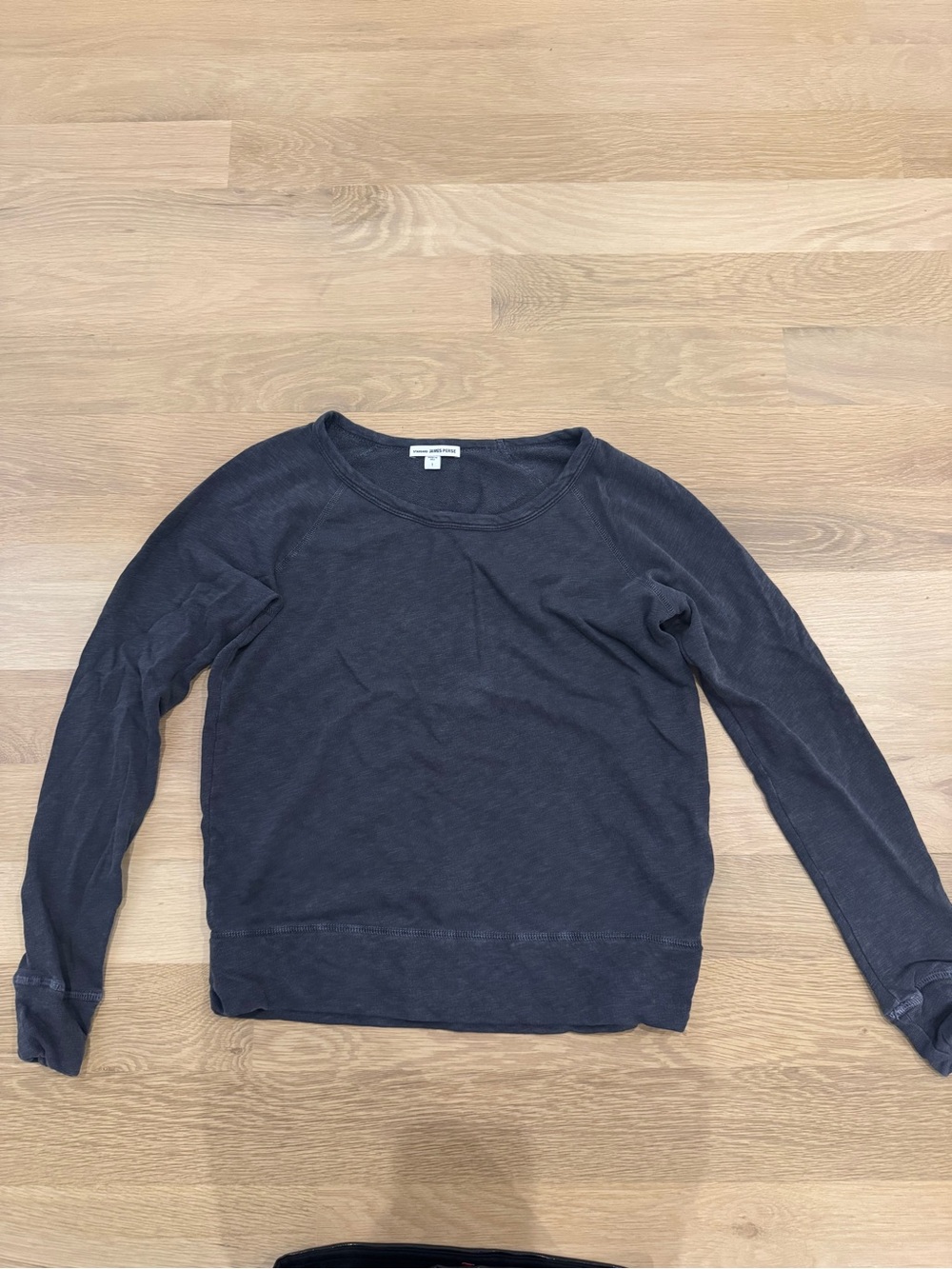 James Perse Long-Sleeve Scoopneck Top in Charcoal